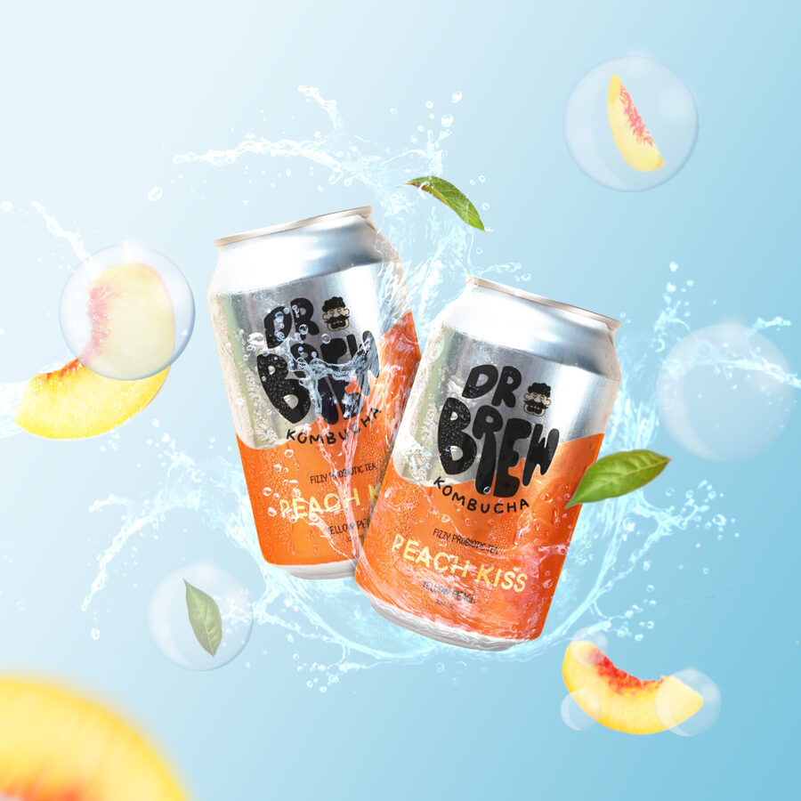 Peach Kiss kombucha can